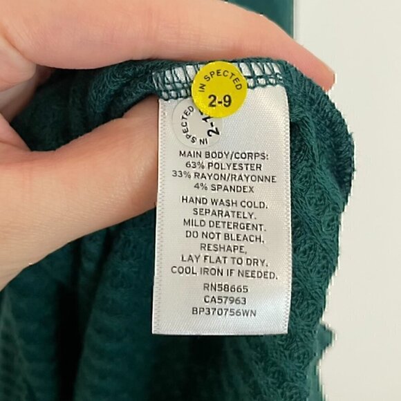 BP NORDSTROM Plus Size Waffle Knit Cowl Neck Top Dark Green Long Sleeve Tunic 4X - Picture 11 of 13